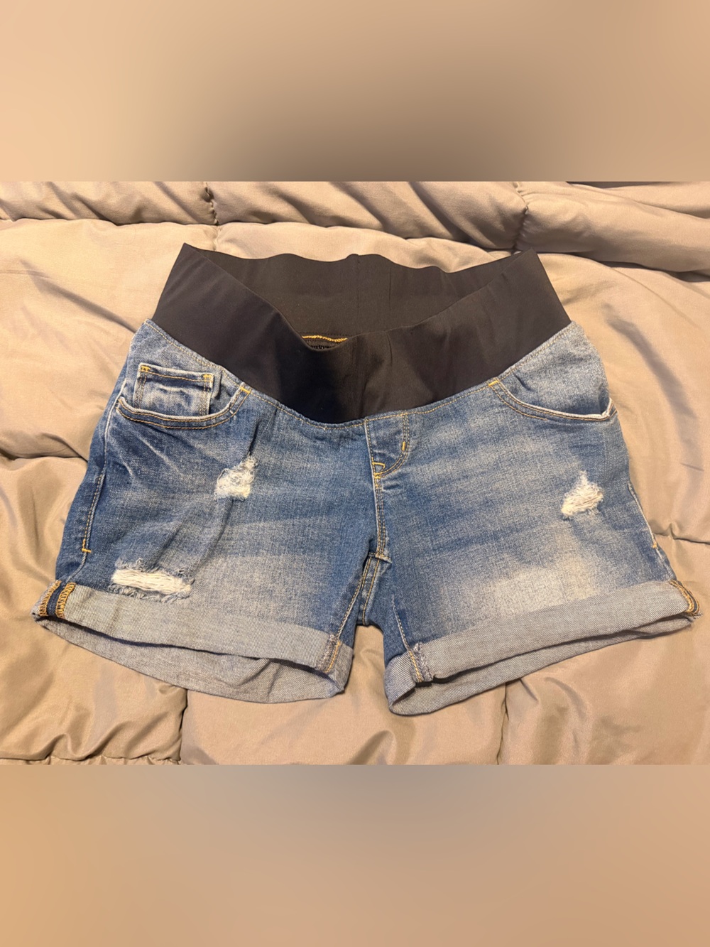 Old Navy Maternity Denim Shorts with Black Waistband
